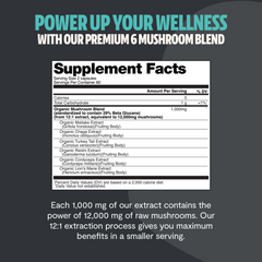 Organic Mushroom Complex Supplement Capsules